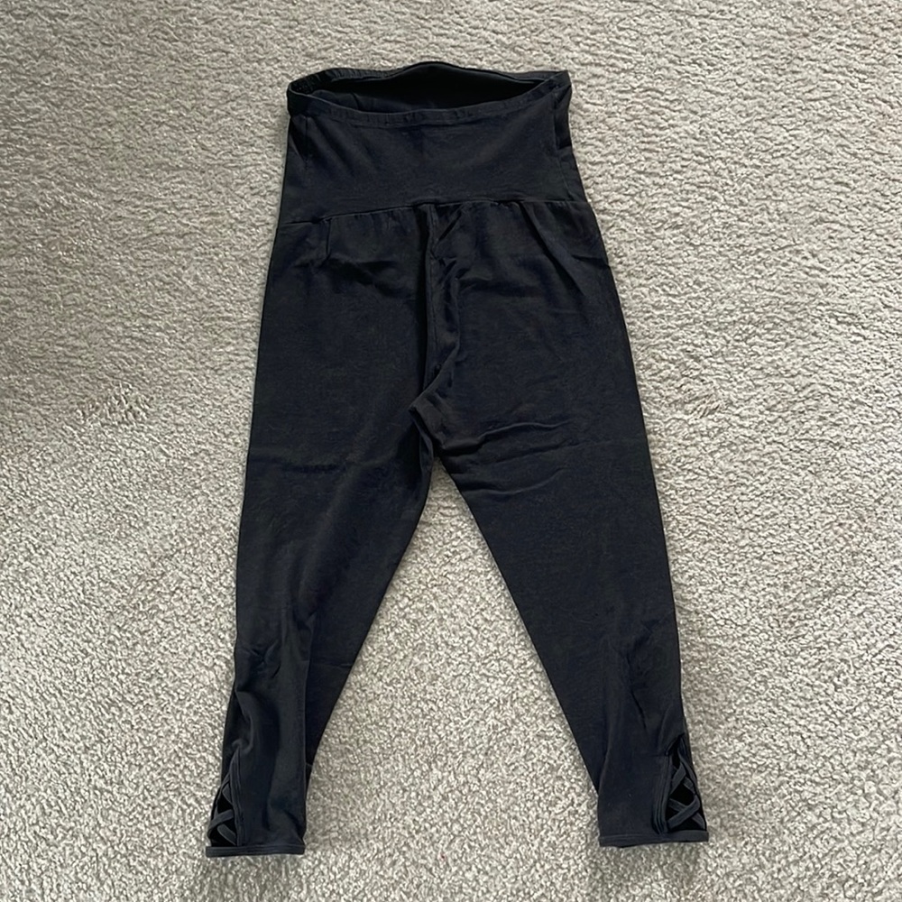 Dark gray Maternity capris with detail on sides-Medium